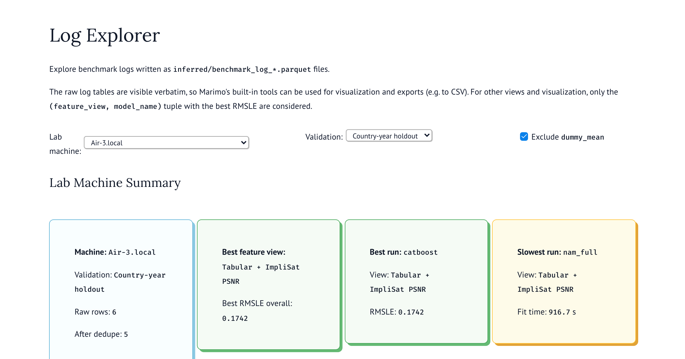 Benchmark Log Explorer